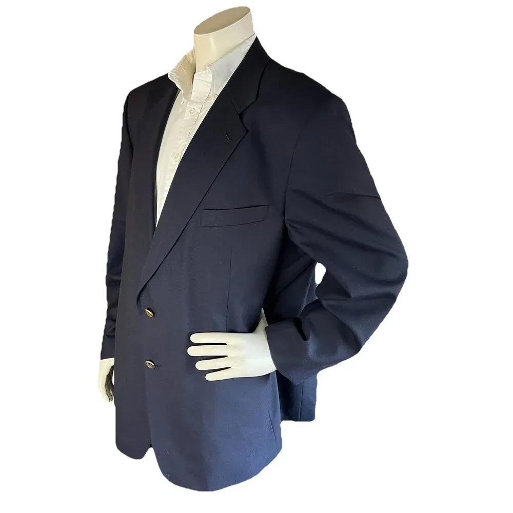 Dario di Napoli Mens 50R Wool Blazer Italy Navy Blue Gold Button Sport Coat NWoT
